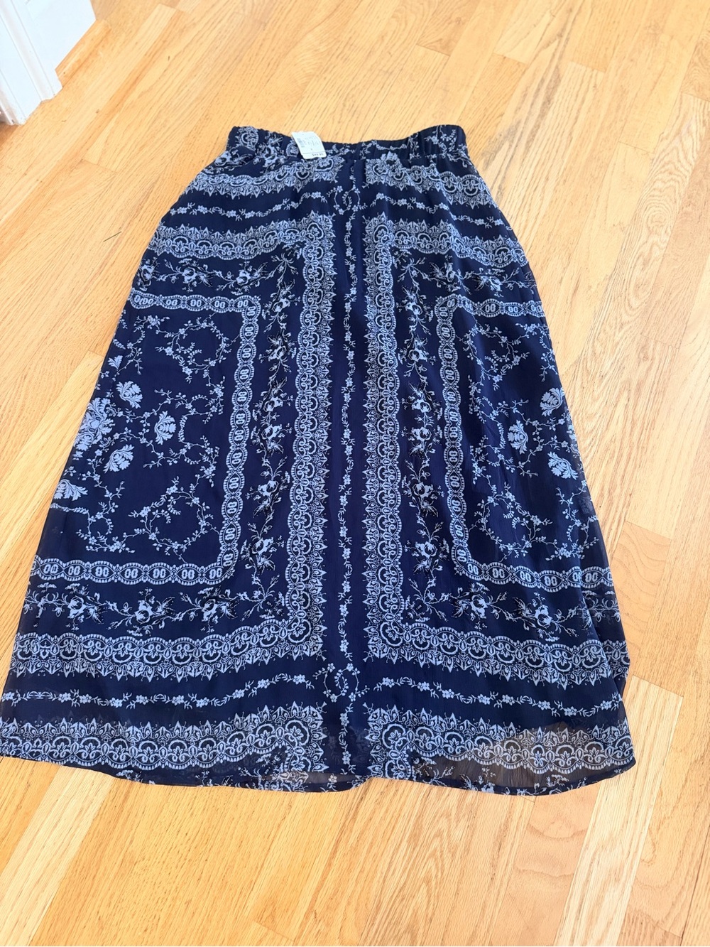 NEW $50 "Christopher & Banks" Navy Floral Bandana Midi Skirt NEW with Tags